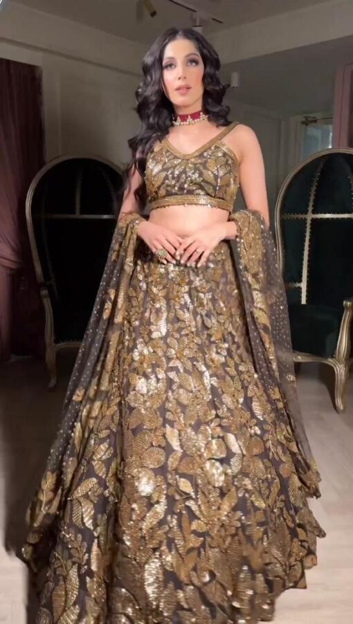 Brown And Mustard Color Party Wear ReadyMade Lehenga Choli :: MY SHOPPY  LADIES WEAR